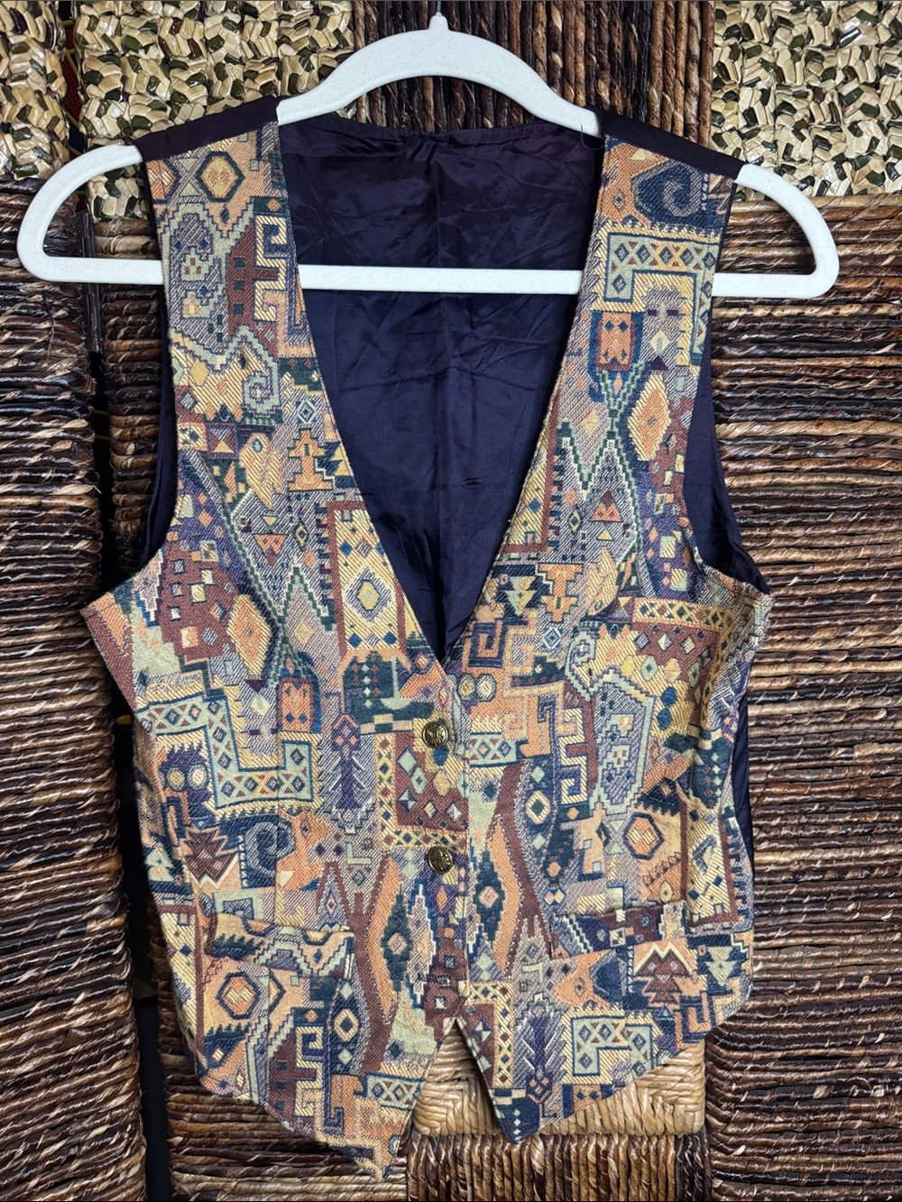 Vintage Multi-Color Geometric Tribal Print Vest